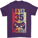 35th Birthday 35 Year Old Level Up Gamming Mens T-Shirt 100% Cotton Purple