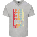 35th Birthday 35 Year Old Level Up Gamming Mens V-Neck Cotton T-Shirt Sports Grey