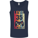 35th Birthday 35 Year Old Level Up Gamming Mens Vest Tank Top Navy Blue