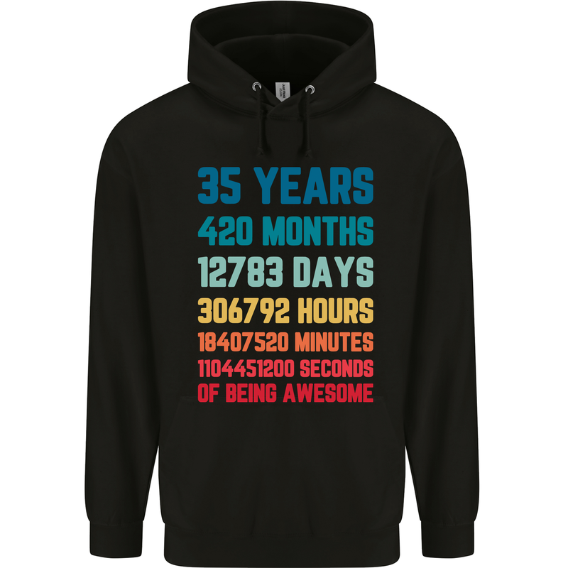35th Birthday 35 Year Old Mens 80% Cotton Hoodie Black