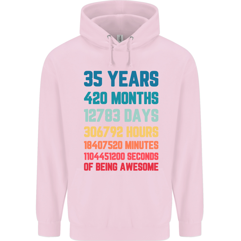 35th Birthday 35 Year Old Mens 80% Cotton Hoodie Light Pink