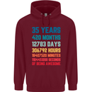 35th Birthday 35 Year Old Mens 80% Cotton Hoodie Maroon