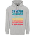 35th Birthday 35 Year Old Mens 80% Cotton Hoodie Sports Grey