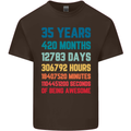 35th Birthday 35 Year Old Mens Cotton T-Shirt Tee Top Dark Chocolate