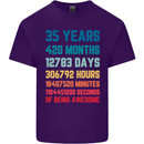 35th Birthday 35 Year Old Mens Cotton T-Shirt Tee Top Purple