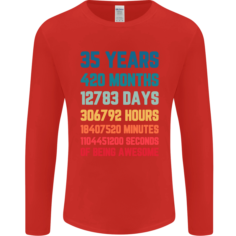 35th Birthday 35 Year Old Mens Long Sleeve T-Shirt Red