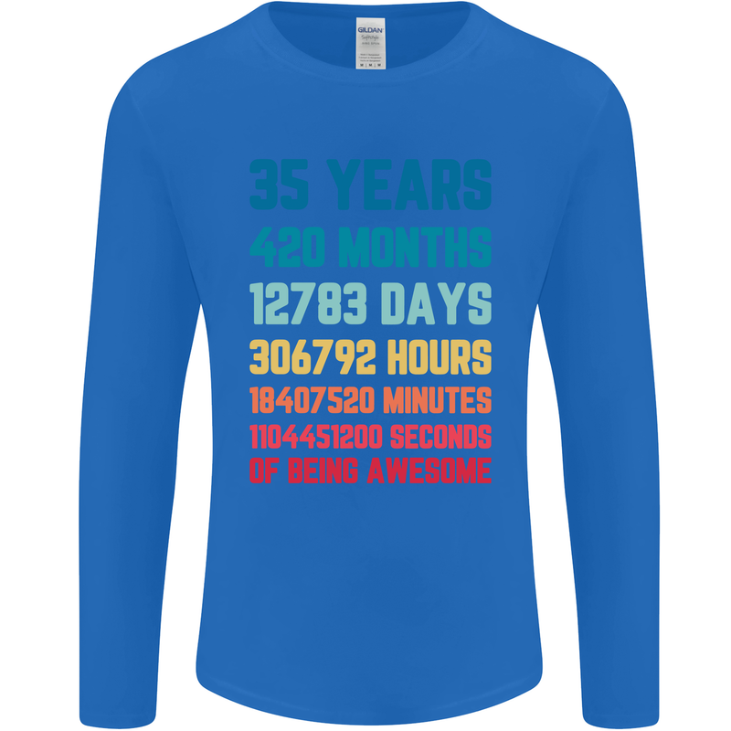 35th Birthday 35 Year Old Mens Long Sleeve T-Shirt Royal Blue