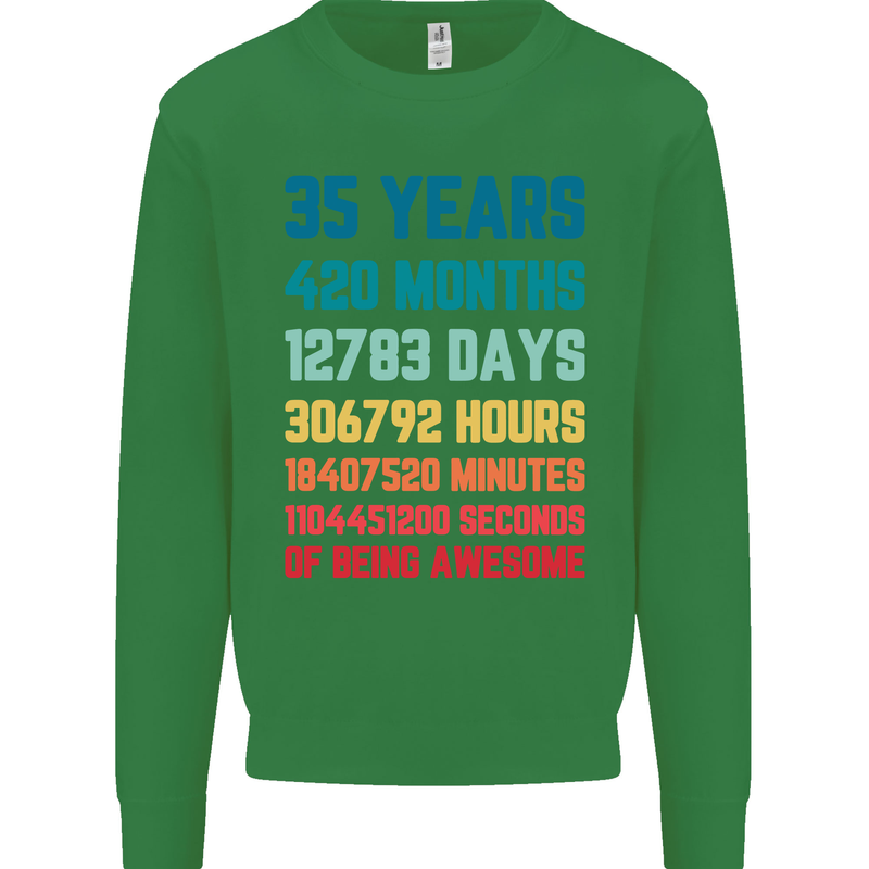 35th Birthday 35 Year Old Mens Sweatshirt Jumper Irish Green