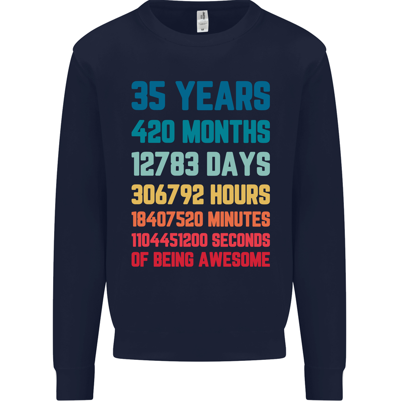 35th Birthday 35 Year Old Mens Sweatshirt Jumper Navy Blue