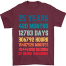 35th Birthday 35 Year Old Mens T-Shirt 100% Cotton Maroon
