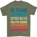 35th Birthday 35 Year Old Mens T-Shirt 100% Cotton Military Green