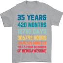 35th Birthday 35 Year Old Mens T-Shirt 100% Cotton Sports Grey