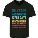 35th Birthday 35 Year Old Mens V-Neck Cotton T-Shirt Black