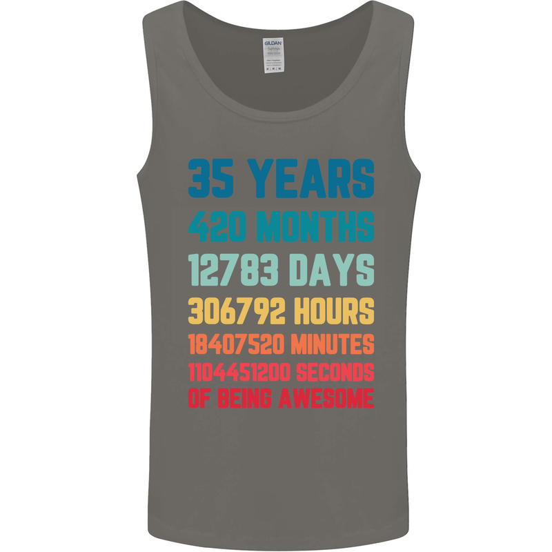 35th Birthday 35 Year Old Mens Vest Tank Top Charcoal