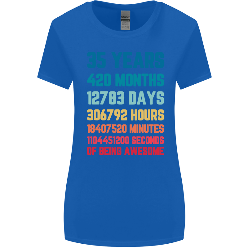 35th Birthday 35 Year Old Womens Wider Cut T-Shirt Royal Blue