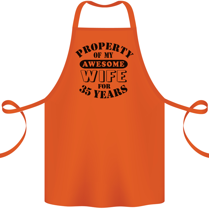 35th Wedding Anniversary 35 Year Funny Wife Cotton Apron 100% Organic Orange