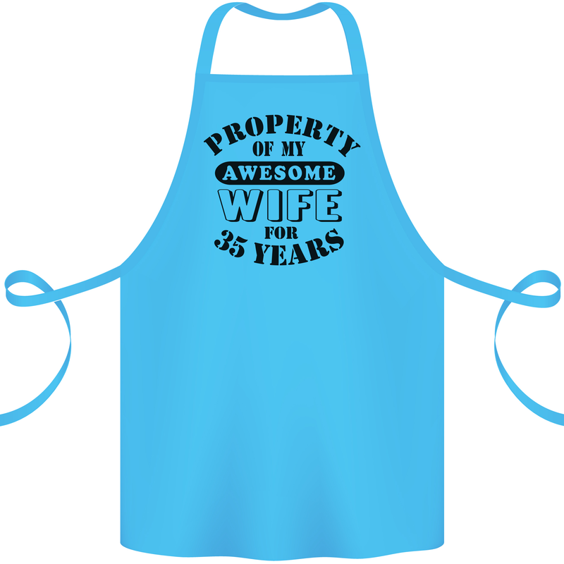 35th Wedding Anniversary 35 Year Funny Wife Cotton Apron 100% Organic Turquoise