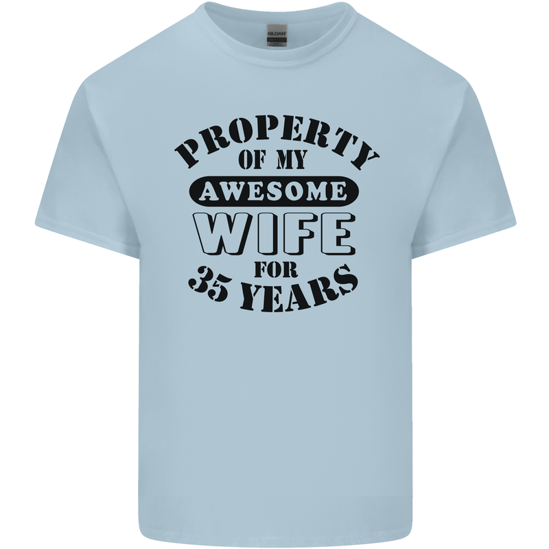 35th Wedding Anniversary 35 Year Funny Wife Mens Cotton T-Shirt Tee Top Light Blue