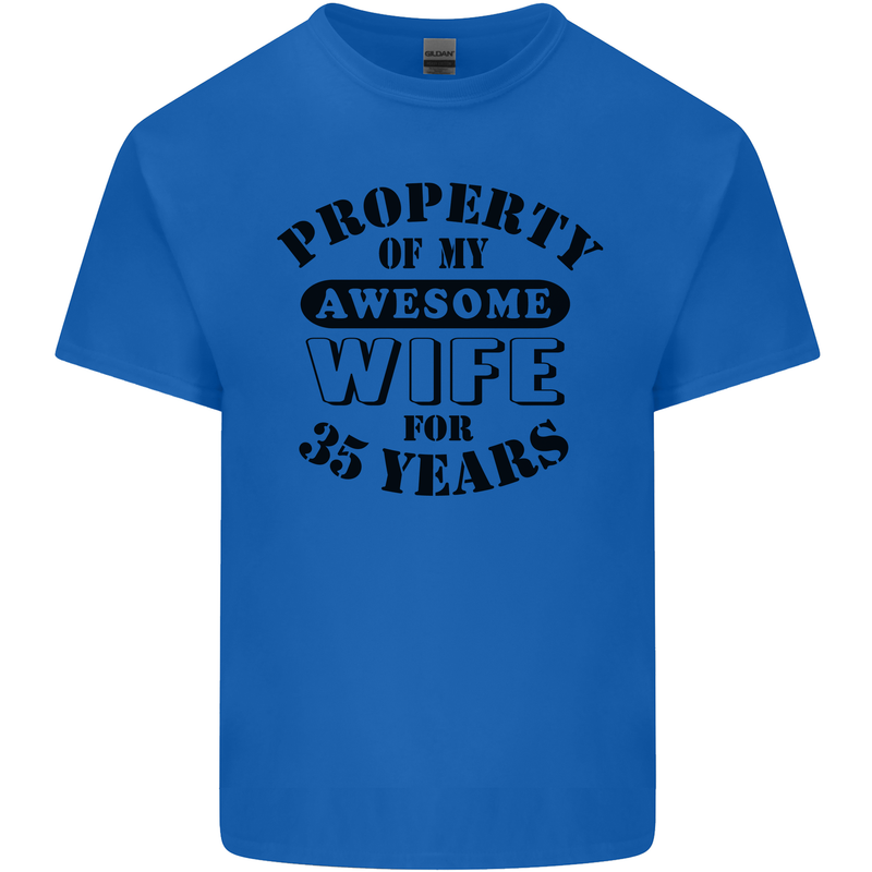 35th Wedding Anniversary 35 Year Funny Wife Mens Cotton T-Shirt Tee Top Royal Blue