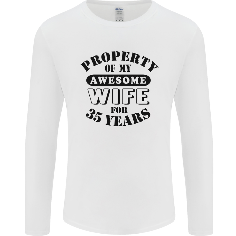 35th Wedding Anniversary 35 Year Funny Wife Mens Long Sleeve T-Shirt White