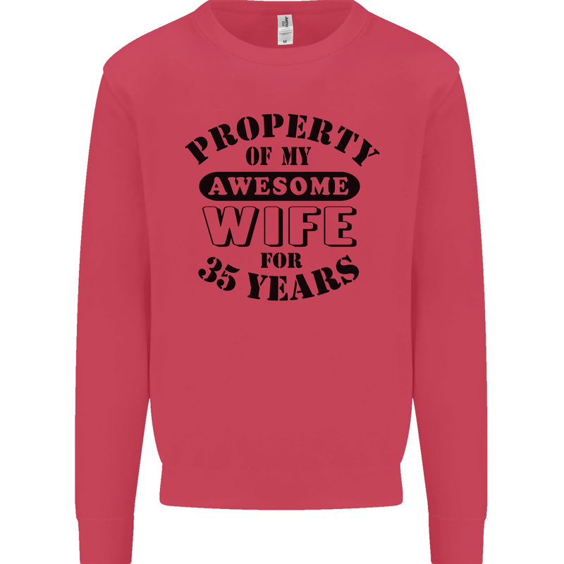 35th Wedding Anniversary 35 Year Funny Wife Mens Sweatshirt Jumper Heliconia