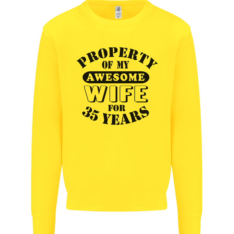 35th Wedding Anniversary 35 Year Funny Wife Mens Sweatshirt Jumper Yellow