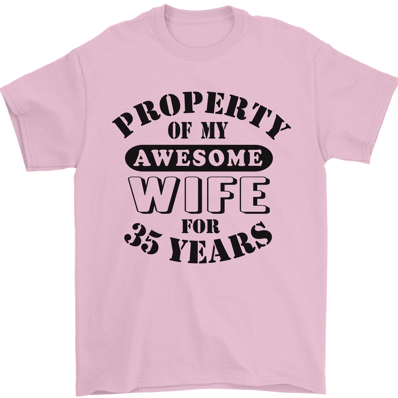 35th Wedding Anniversary 35 Year Funny Wife Mens T-Shirt 100% Cotton Light Pink