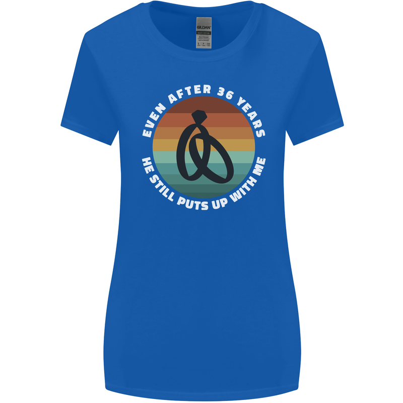 36 Year Wedding Anniversary 36th Marriage Womens Wider Cut T-Shirt Royal Blue