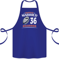 36 Year Wedding Anniversary 36th Rugby Cotton Apron 100% Organic Royal Blue
