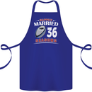 36 Year Wedding Anniversary 36th Rugby Cotton Apron 100% Organic Royal Blue