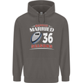 36 Year Wedding Anniversary 36th Rugby Mens 80% Cotton Hoodie Charcoal