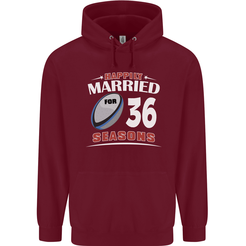 36 Year Wedding Anniversary 36th Rugby Mens 80% Cotton Hoodie Maroon