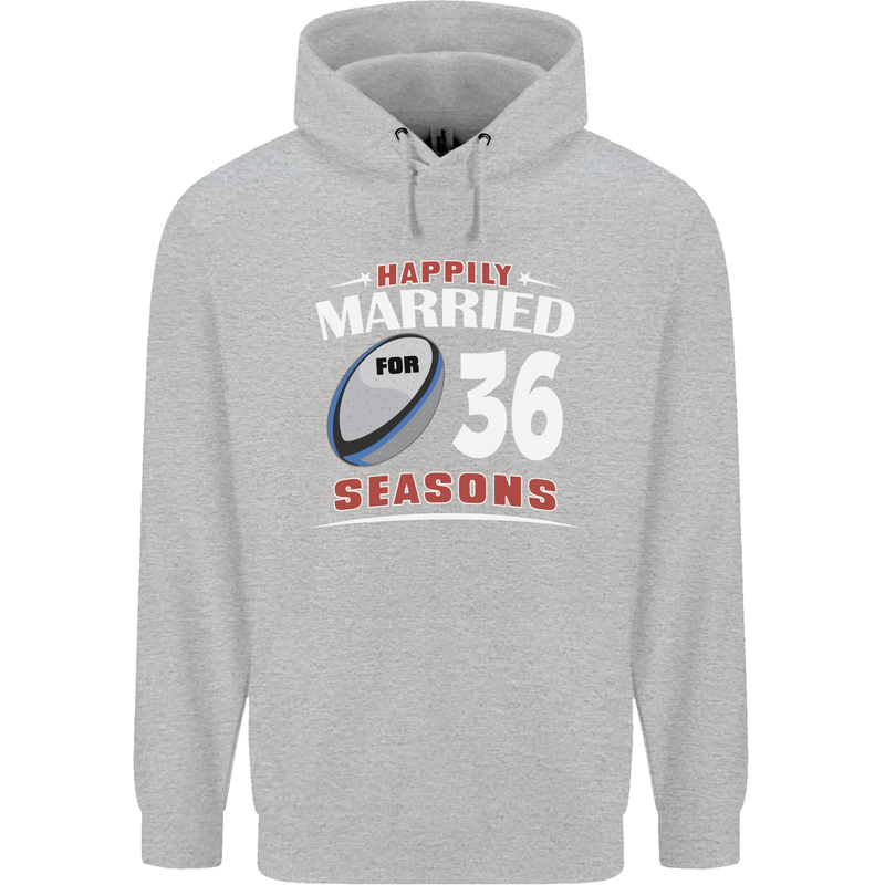 36 Year Wedding Anniversary 36th Rugby Mens 80% Cotton Hoodie Sports Grey