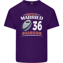 36 Year Wedding Anniversary 36th Rugby Mens Cotton T-Shirt Tee Top Purple