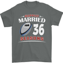 36 Year Wedding Anniversary 36th Rugby Mens T-Shirt 100% Cotton Charcoal