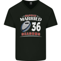 36 Year Wedding Anniversary 36th Rugby Mens V-Neck Cotton T-Shirt Black