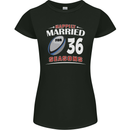 36 Year Wedding Anniversary 36th Rugby Womens Petite Cut T-Shirt Black
