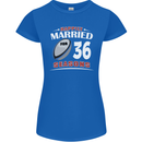 36 Year Wedding Anniversary 36th Rugby Womens Petite Cut T-Shirt Royal Blue