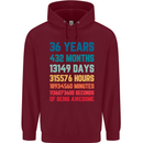 36th Birthday 36 Year Old Mens 80% Cotton Hoodie Maroon