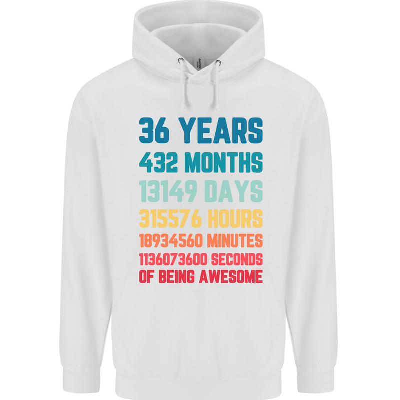 36th Birthday 36 Year Old Mens 80% Cotton Hoodie White