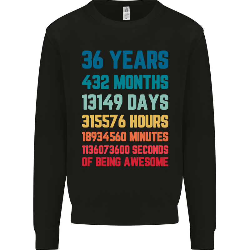 36th Birthday 36 Year Old Mens Sweatshirt Jumper Black