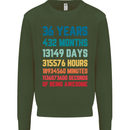 36th Birthday 36 Year Old Mens Sweatshirt Jumper Forest Green