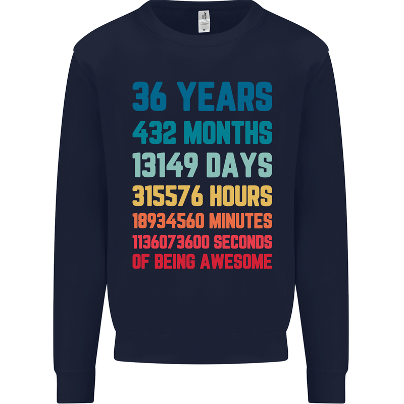 36th Birthday 36 Year Old Mens Sweatshirt Jumper Navy Blue
