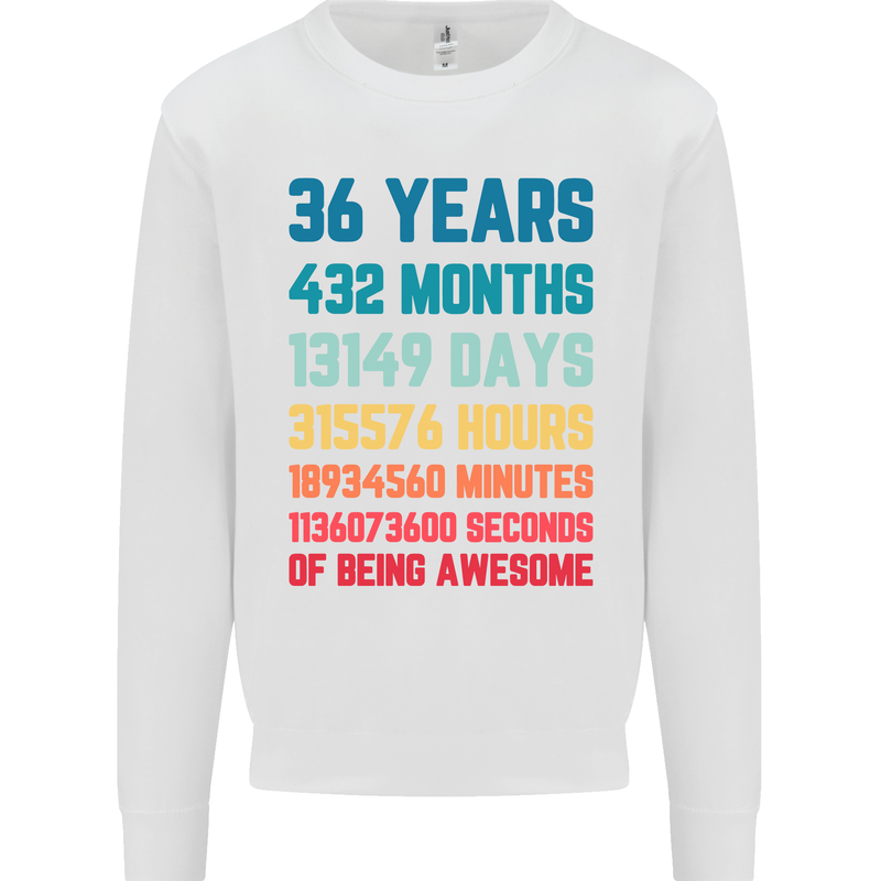36th Birthday 36 Year Old Mens Sweatshirt Jumper White