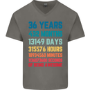 36th Birthday 36 Year Old Mens V-Neck Cotton T-Shirt Charcoal