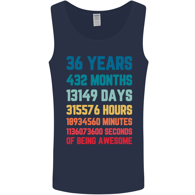 36th Birthday 36 Year Old Mens Vest Tank Top Navy Blue