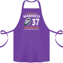 37 Year Wedding Anniversary 37th Rugby Cotton Apron 100% Organic Purple