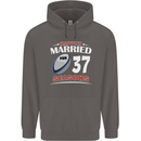 37 Year Wedding Anniversary 37th Rugby Mens 80% Cotton Hoodie Charcoal