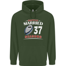 37 Year Wedding Anniversary 37th Rugby Mens 80% Cotton Hoodie Forest Green