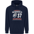 37 Year Wedding Anniversary 37th Rugby Mens 80% Cotton Hoodie Navy Blue